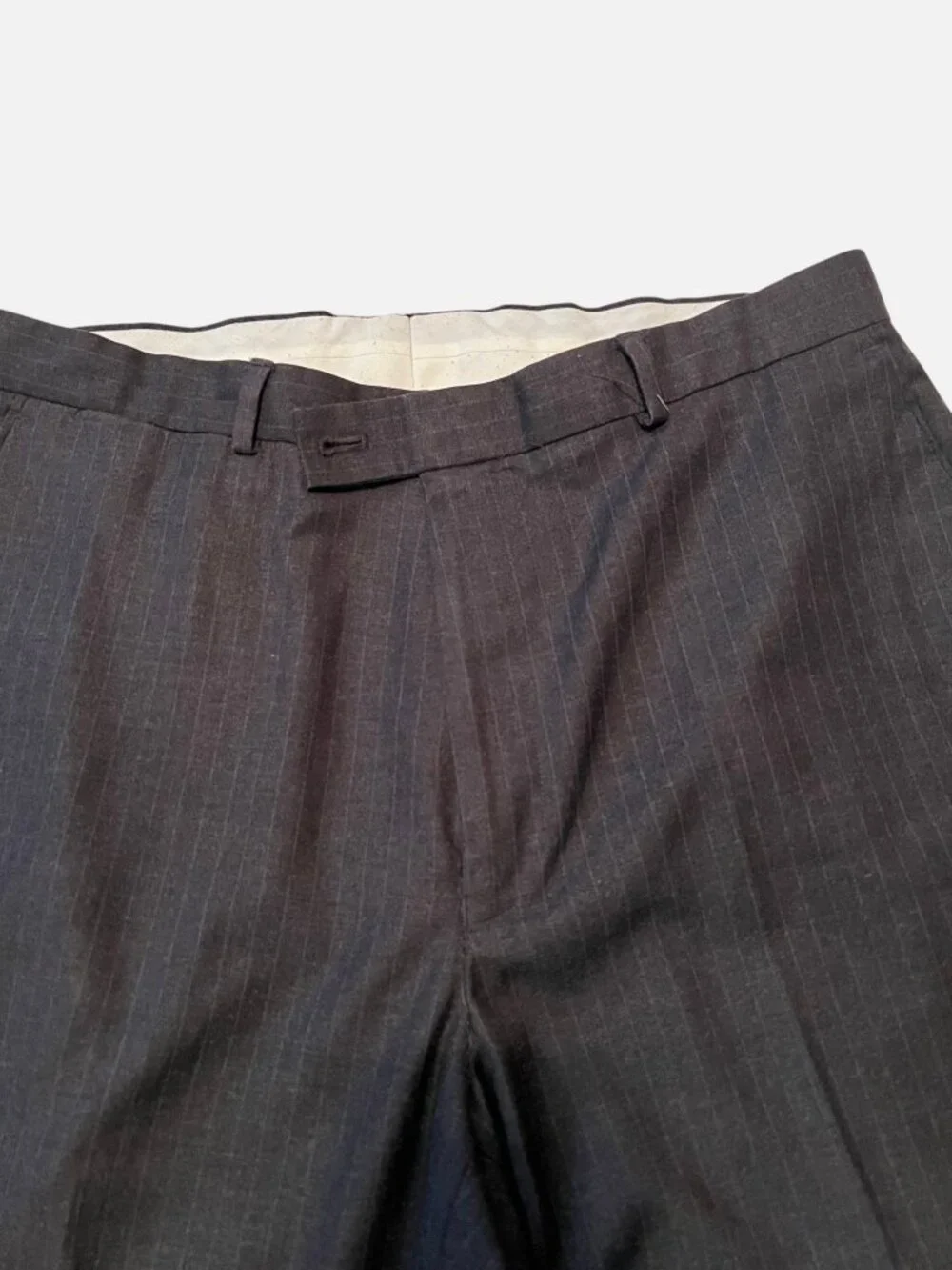 Braggi Men's Dress Pants 38x30 Charcoal Gray Pinstripe Flat Front Straight Leg